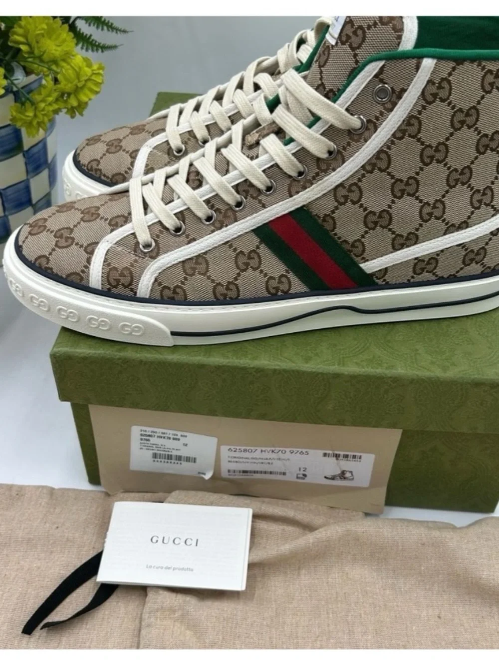 Gucci 1977 tennis high top sneakers size 12.5 made in Italy